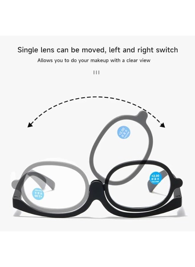 Magnifying Makeup Glasses with 180° Rotating Single Lens - Reading Eyeglasses for Eye Makeup Application & Grooming - Black Frame - Image 3
